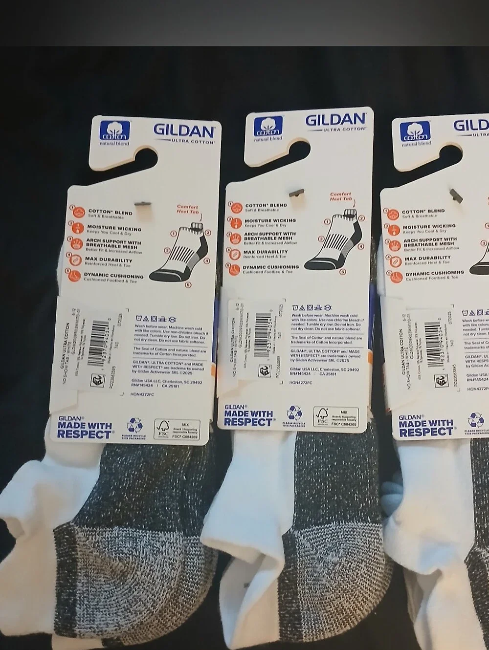 9 Pairs Gildan Ultra Cotton Mens Cushion No Show Tab Socks White Cushioned New